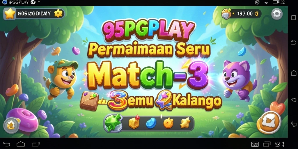 Screenshot gameplay Match-3 yang penuh warna dan menarik di 95PGPLAY.