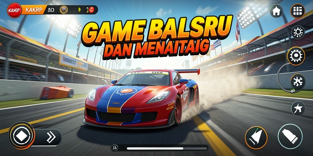 Screenshot gameplay KAKRP menampilkan aksi balap yang mendebarkan.