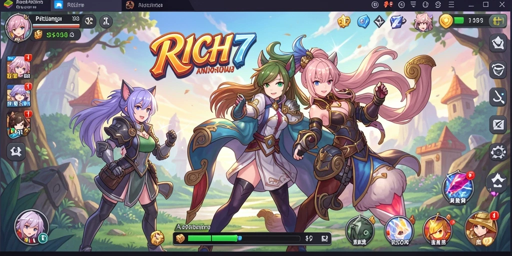 Tampilan menarik dan dinamis dari gameplay RICH7 yang penuh warna.