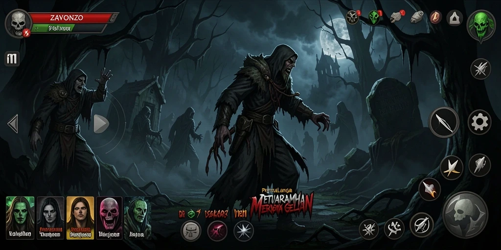 Tangkapan layar gameplay ZAVONZO dengan suasana Horror yang mencekam.